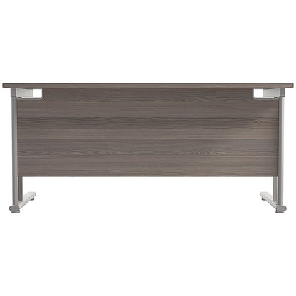 Jemini 1800mm Rectangular Desk, Silver Double Cantilever Leg, Grey Oak