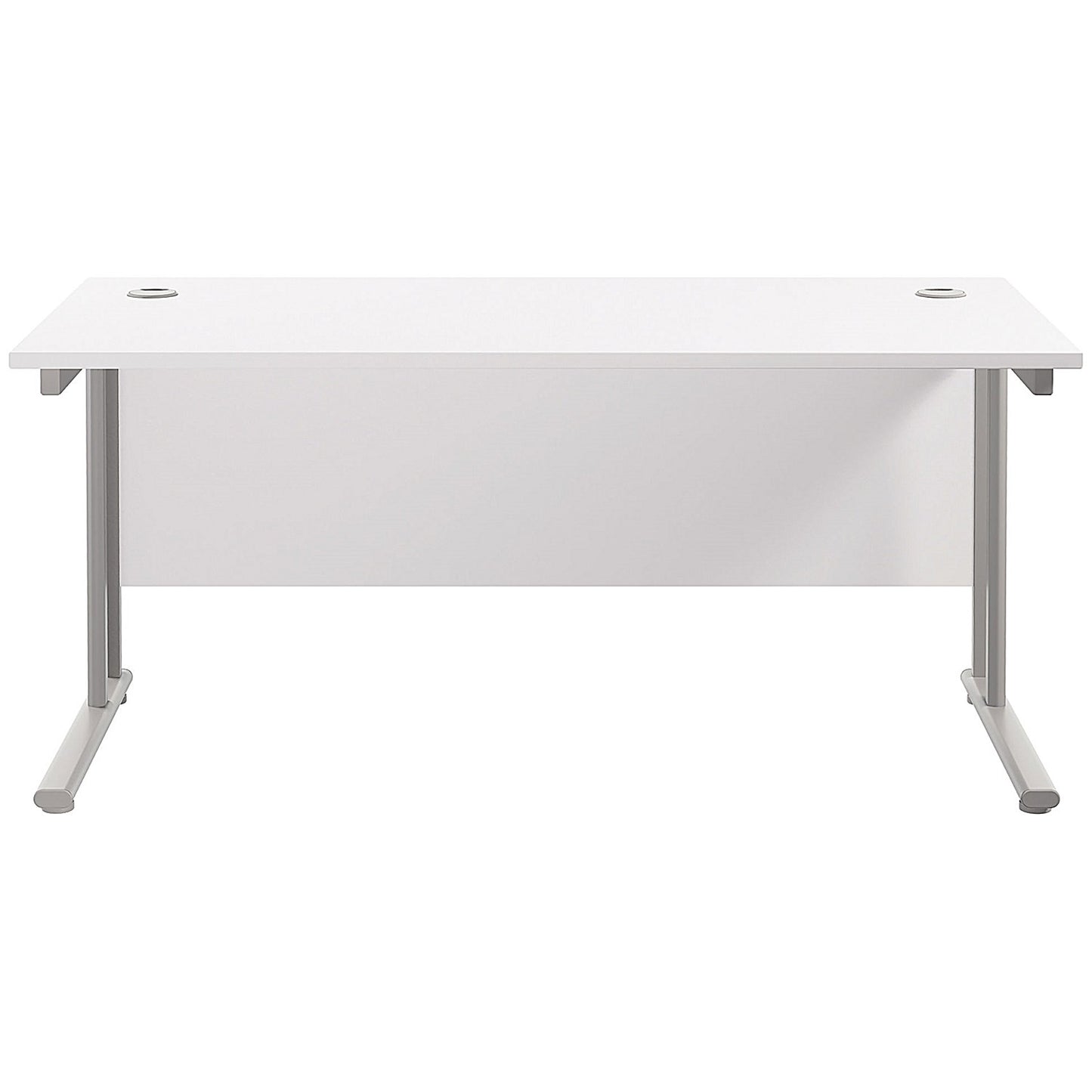 Jemini 1800mm Rectangular Desk, Silver Double Cantilever Leg, White