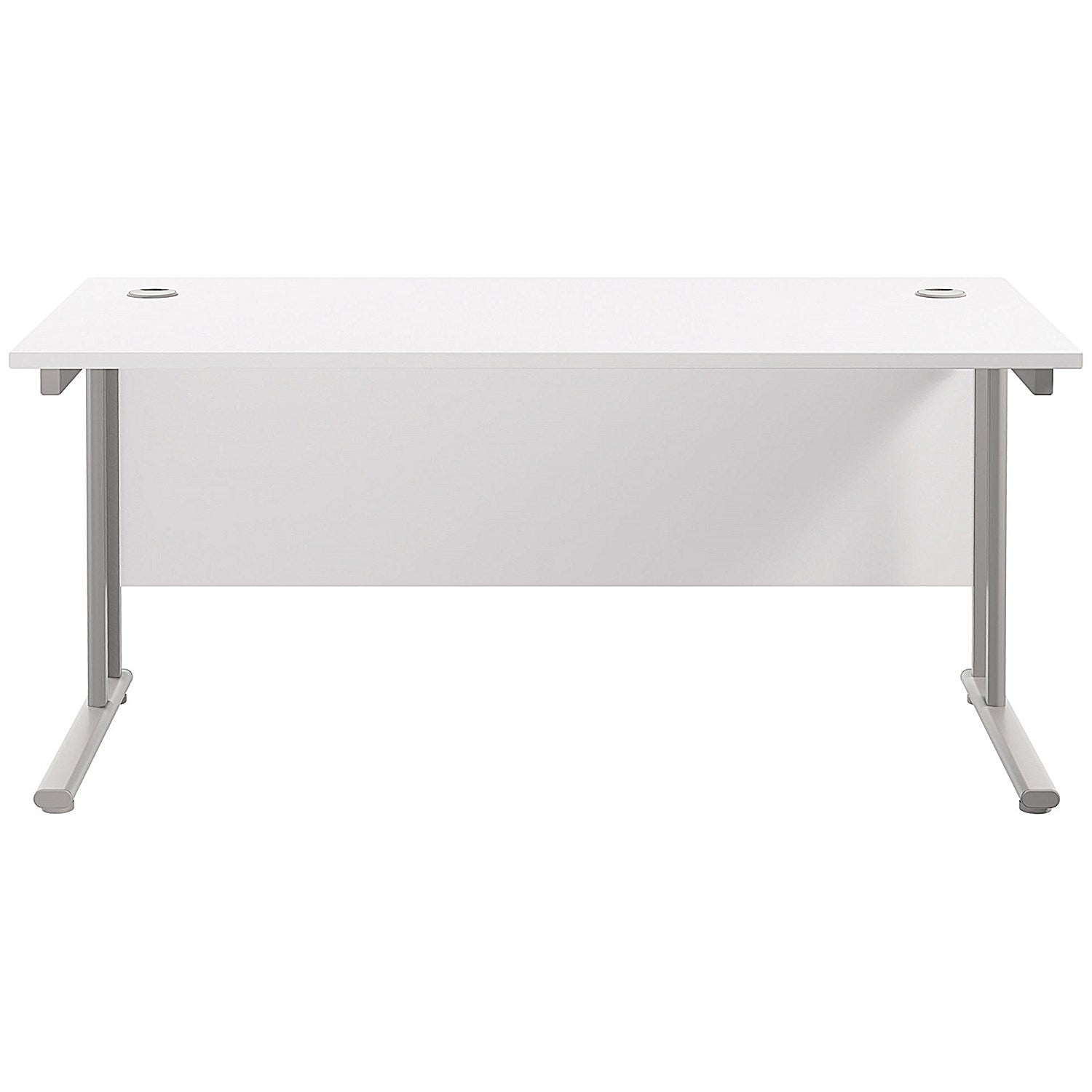 Jemini 1800mm Rectangular Desk, Silver Double Cantilever Leg, White