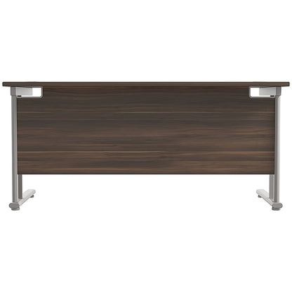 Jemini 1800mm Rectangular Desk, Silver Double Cantilever Leg, Walnut