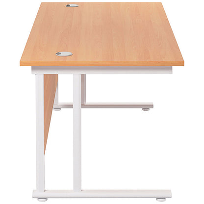 Jemini 1800mm Rectangular Desk, White Cantilever Leg, Beech