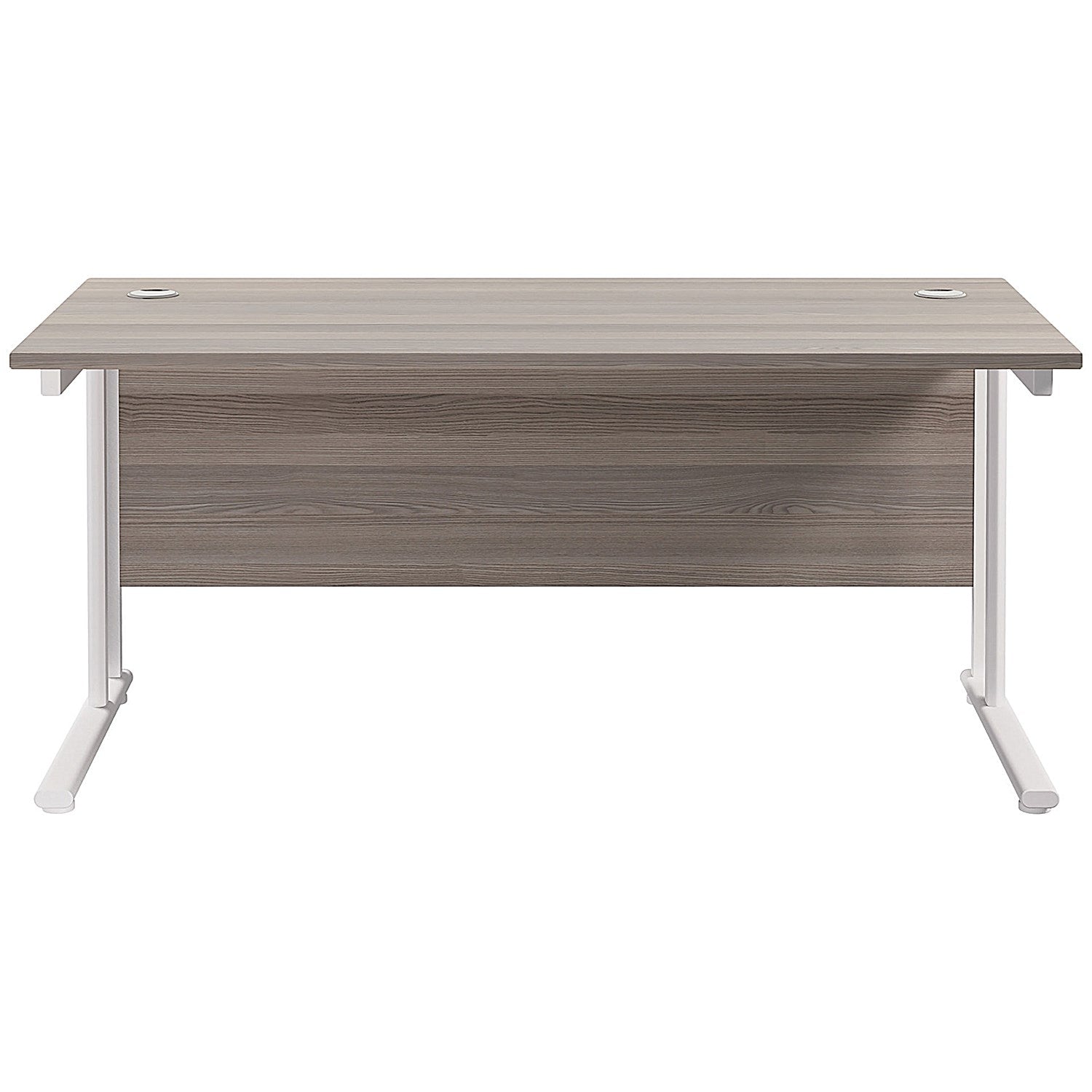 Jemini 1800mm Rectangular Desk, White Cantilever Leg, Grey Oak