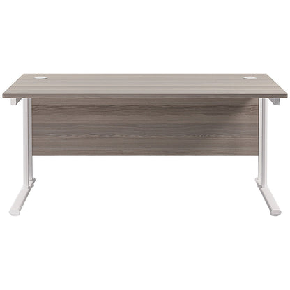 Jemini 1800mm Rectangular Desk, White Cantilever Leg, Grey Oak