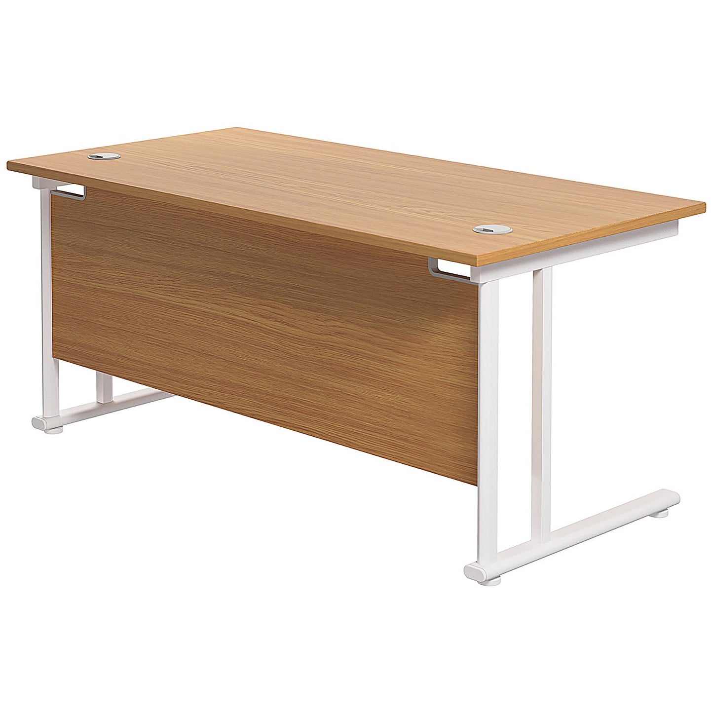 Jemini 1800mm Rectangular Desk, White Cantilever Leg, Oak