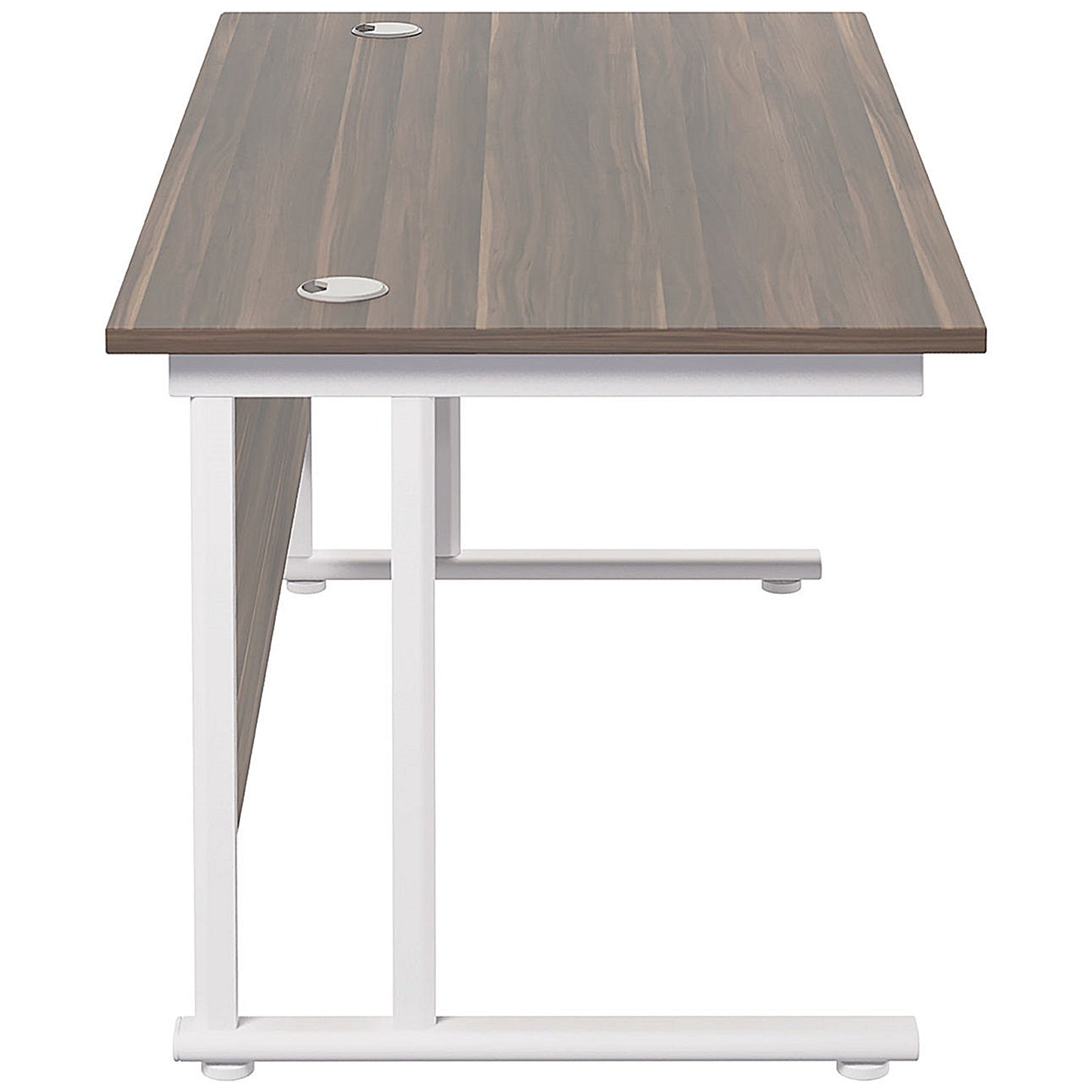 Jemini 1800mm Rectangular Desk, White Cantilever Leg, Walnut