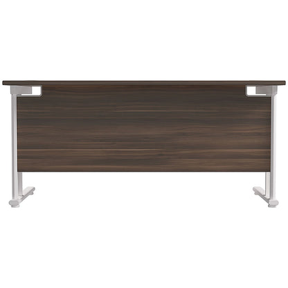 Jemini 1800mm Rectangular Desk, White Cantilever Leg, Walnut