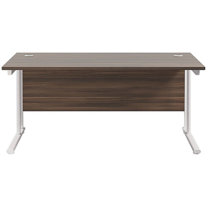 Jemini 1800mm Rectangular Desk, White Cantilever Leg, Walnut