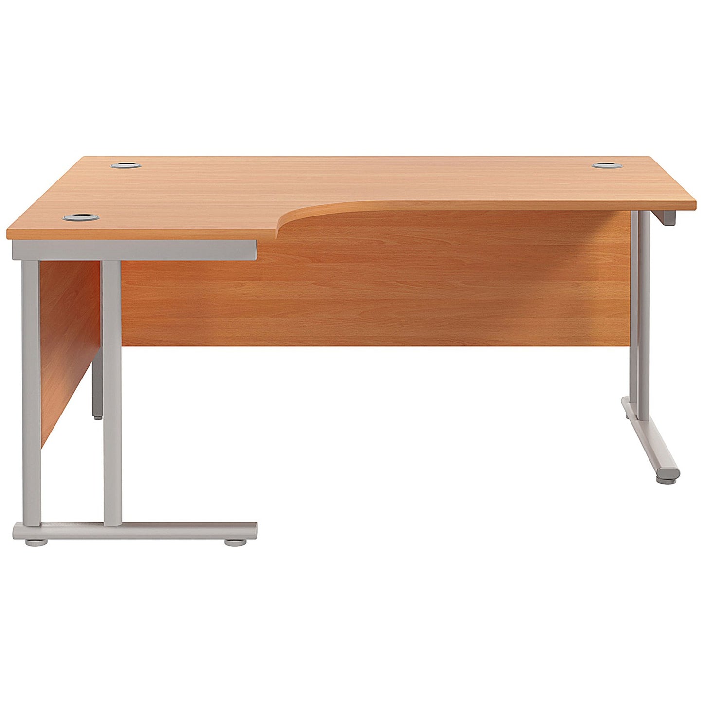 Jemini 1600mm Corner Desk, Left Hand, Silver Double Cantilever Legs, Beech