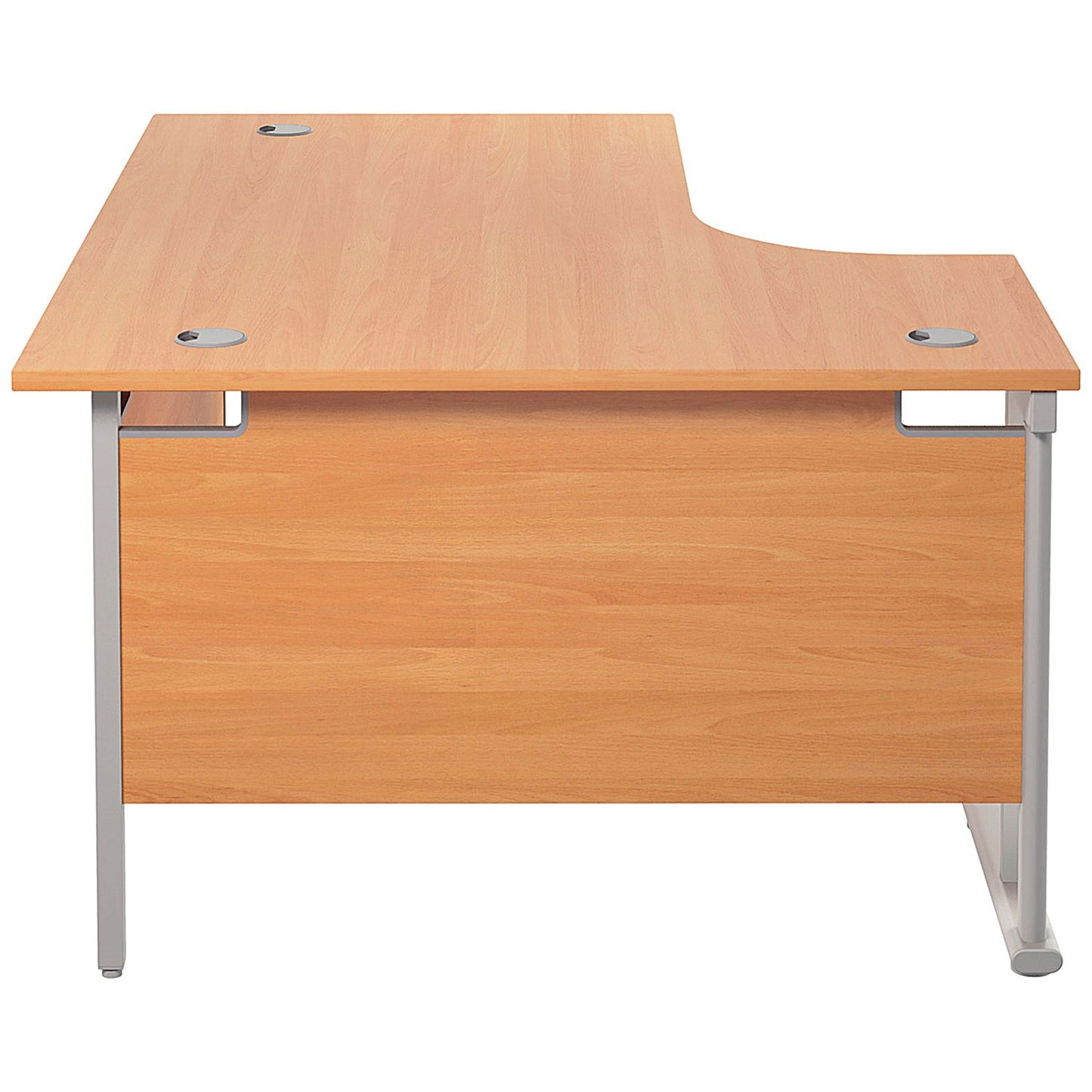 Jemini 1600mm Corner Desk, Left Hand, Silver Double Cantilever Legs, Beech