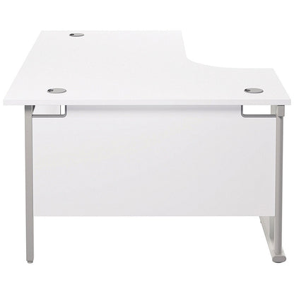 Jemini 1600mm Corner Desk, Left Hand, Silver Cantilever Legs, White