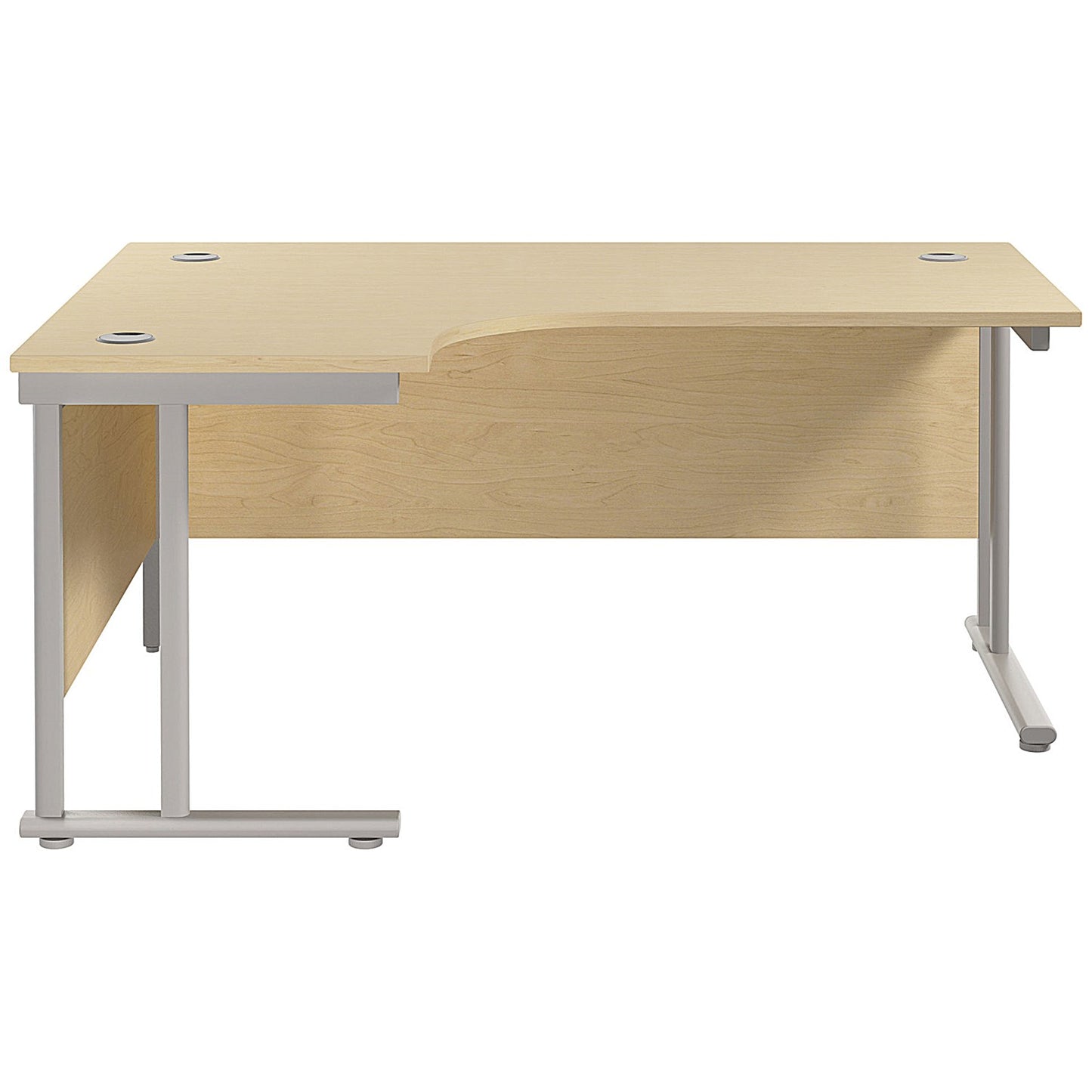 Jemini 1600mm Corner Desk, Left Hand, Silver Double Cantilever Legs, Maple