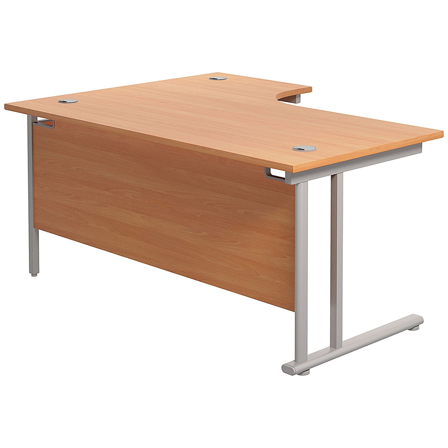 Jemini 1600mm Corner Desk, Right Hand, Silver Double Cantilever Legs, Beech
