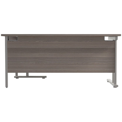 Jemini 1600mm Corner Desk, Right Hand, Silver Double Cantilever Legs, Grey Oak