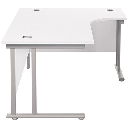 Jemini 1600mm Corner Desk, Right Hand, Silver Double Cantilever Legs, White