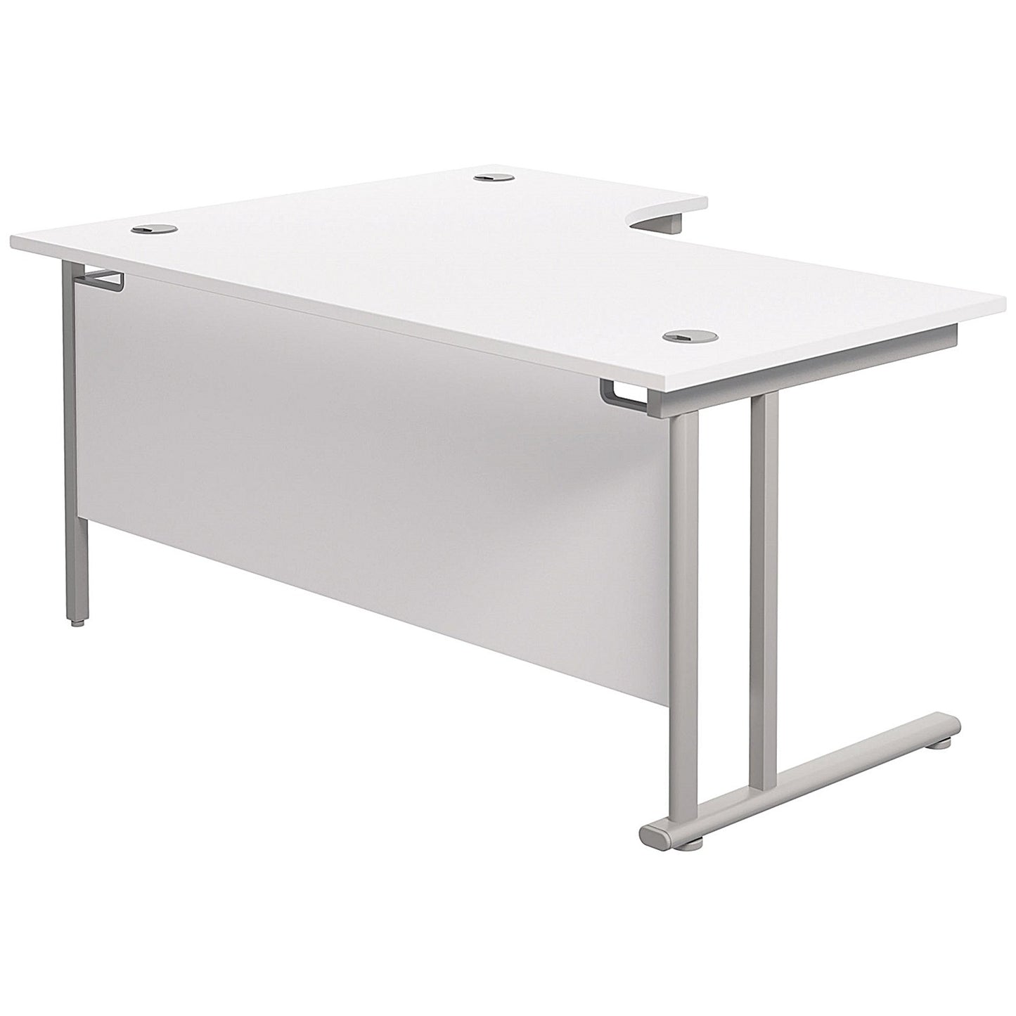 Jemini 1600mm Corner Desk, Right Hand, Silver Double Cantilever Legs, White