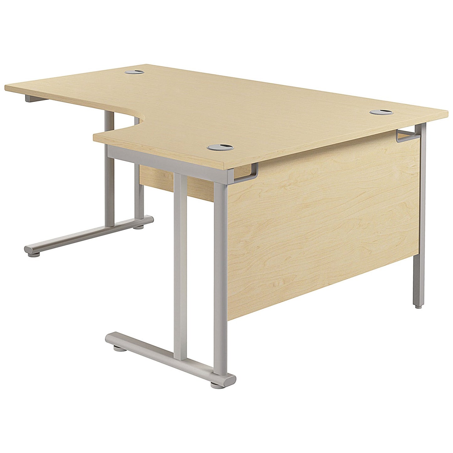 Jemini 1600mm Corner Desk, Right Hand, Silver Double Cantilever Legs, Maple
