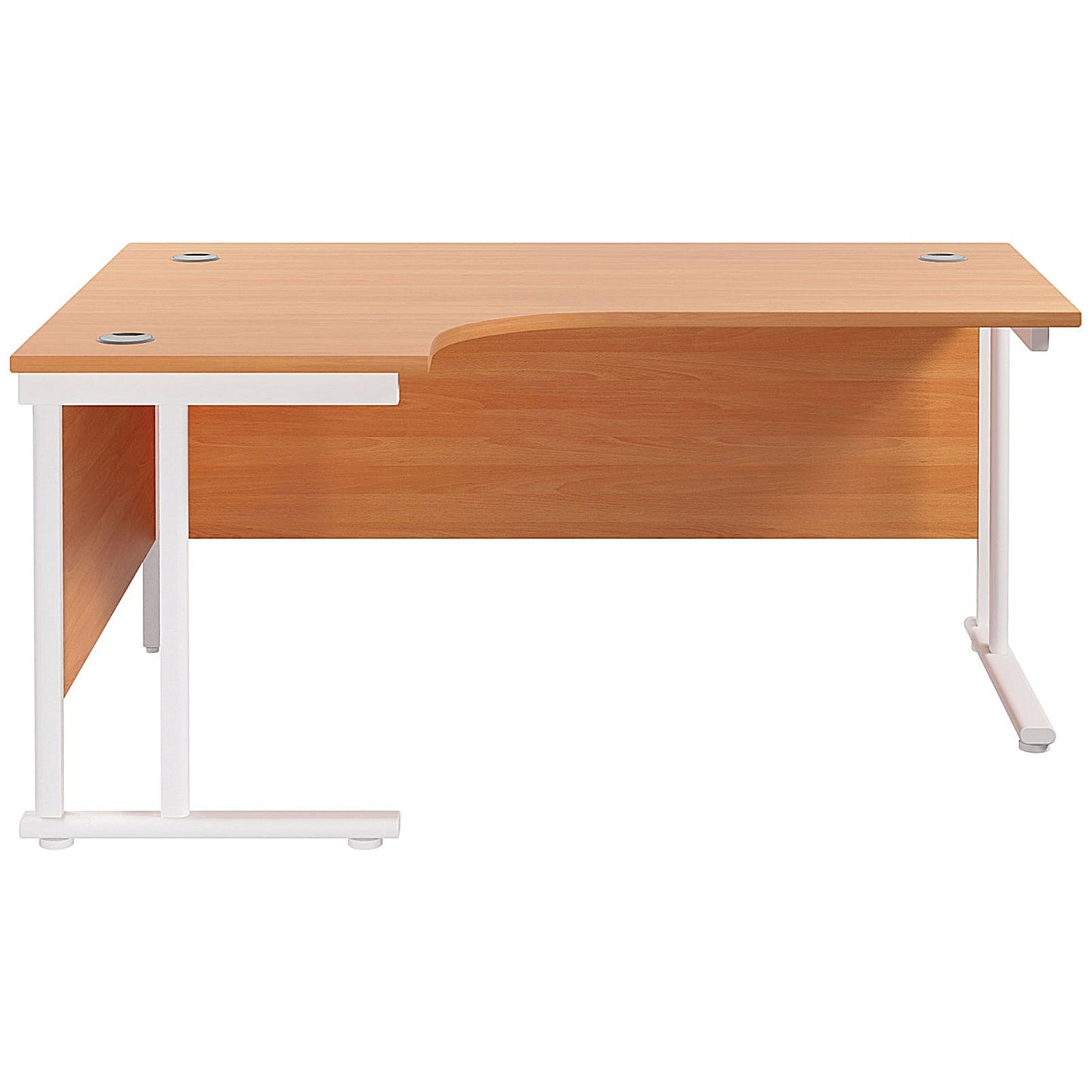 Jemini 1600mm Corner Desk, Left Hand, White Double Cantilever Legs, Beech