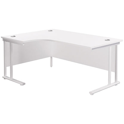 Jemini 1600mm Corner Desk, Left Hand, White Double Cantilever Legs, White