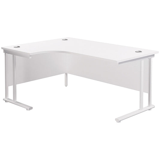 Jemini 1600mm Corner Desk, Left Hand, White Double Cantilever Legs, White