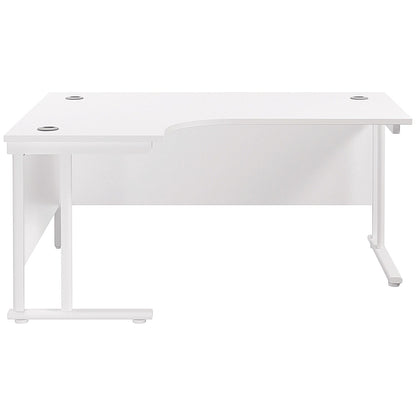 Jemini 1600mm Corner Desk, Left Hand, White Double Cantilever Legs, White