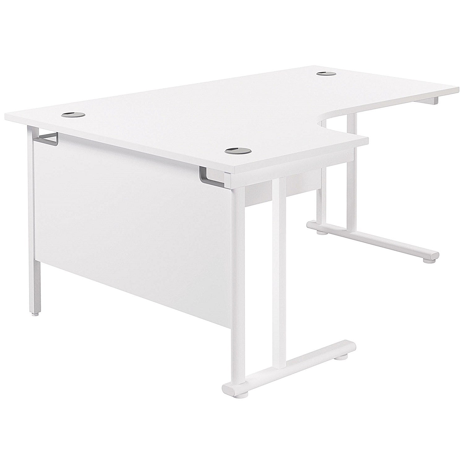 Jemini 1600mm Corner Desk, Left Hand, White Double Cantilever Legs, White