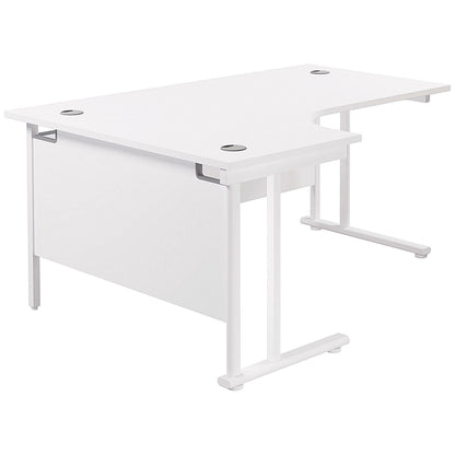Jemini 1600mm Corner Desk, Left Hand, White Double Cantilever Legs, White