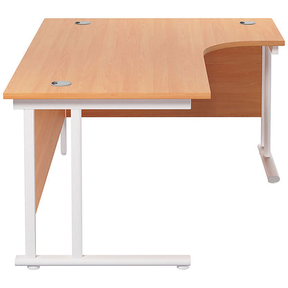 Jemini 1600mm Corner Desk, Right Hand, White Double Cantilever Legs, Beech