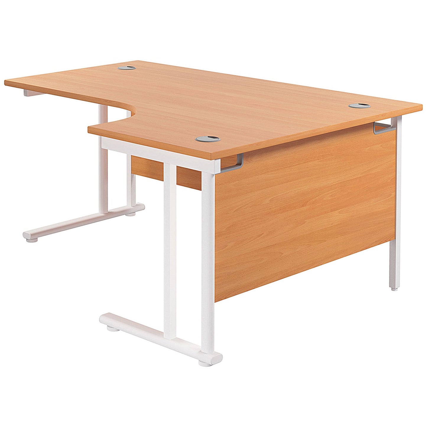 Jemini 1600mm Corner Desk, Right Hand, White Double Cantilever Legs, Beech