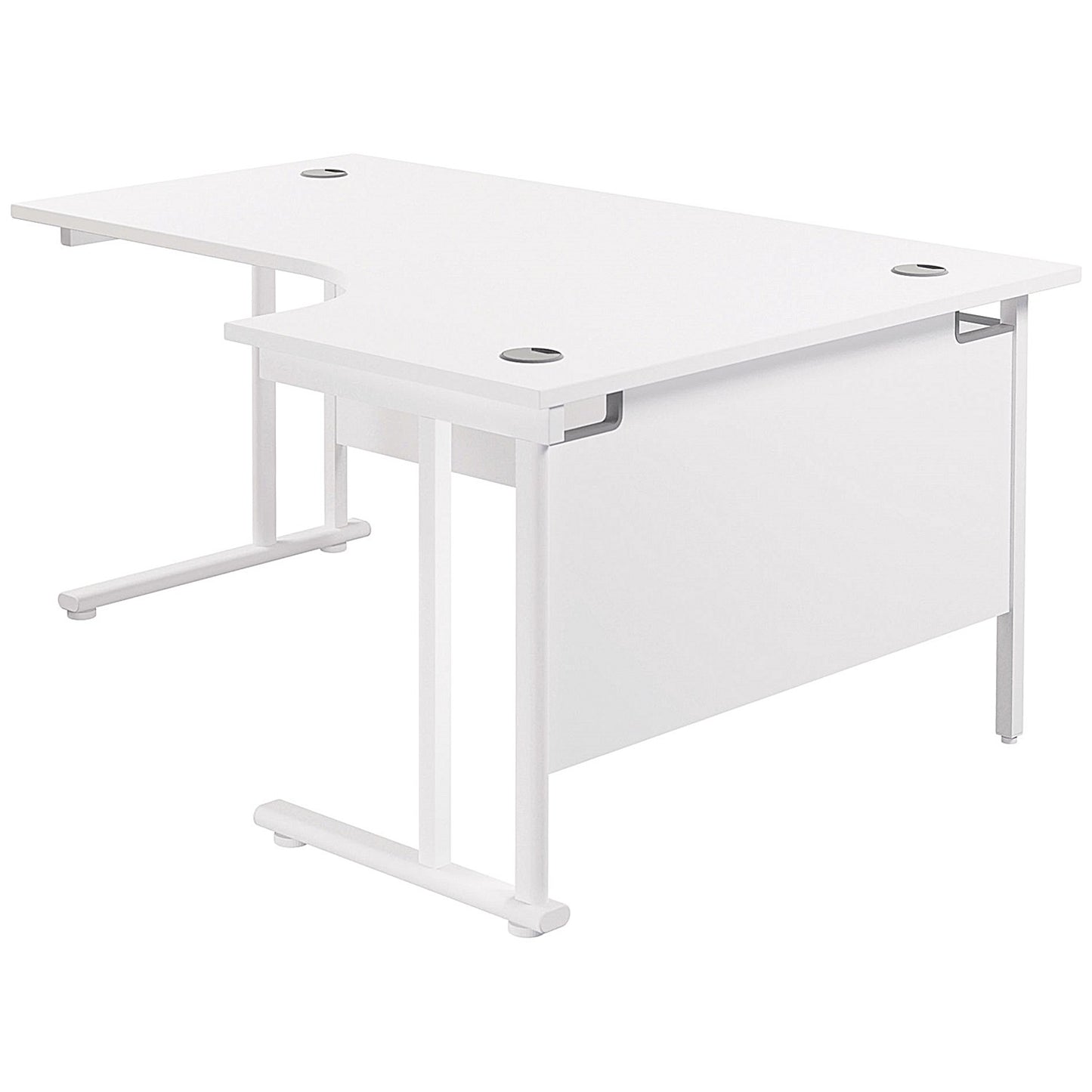 Jemini 1600mm Corner Desk, Right Hand, White Double Cantilever Legs, White