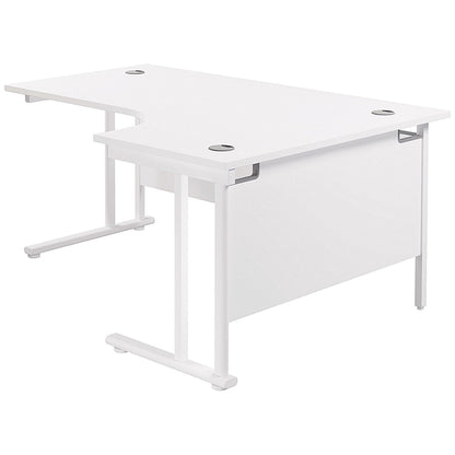 Jemini 1600mm Corner Desk, Right Hand, White Double Cantilever Legs, White