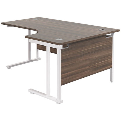 Jemini 1600mm Corner Desk, Right Hand, White Double Cantilever Legs, Walnut
