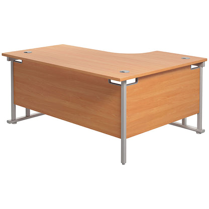 Jemini 1800mm Corner Desk, Left Hand, Silver Double Cantilever Legs, Beech