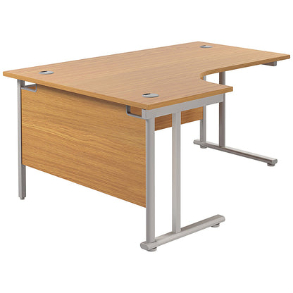 Jemini 1800mm Corner Desk, Left Hand, Silver Double Cantilever Legs, Oak