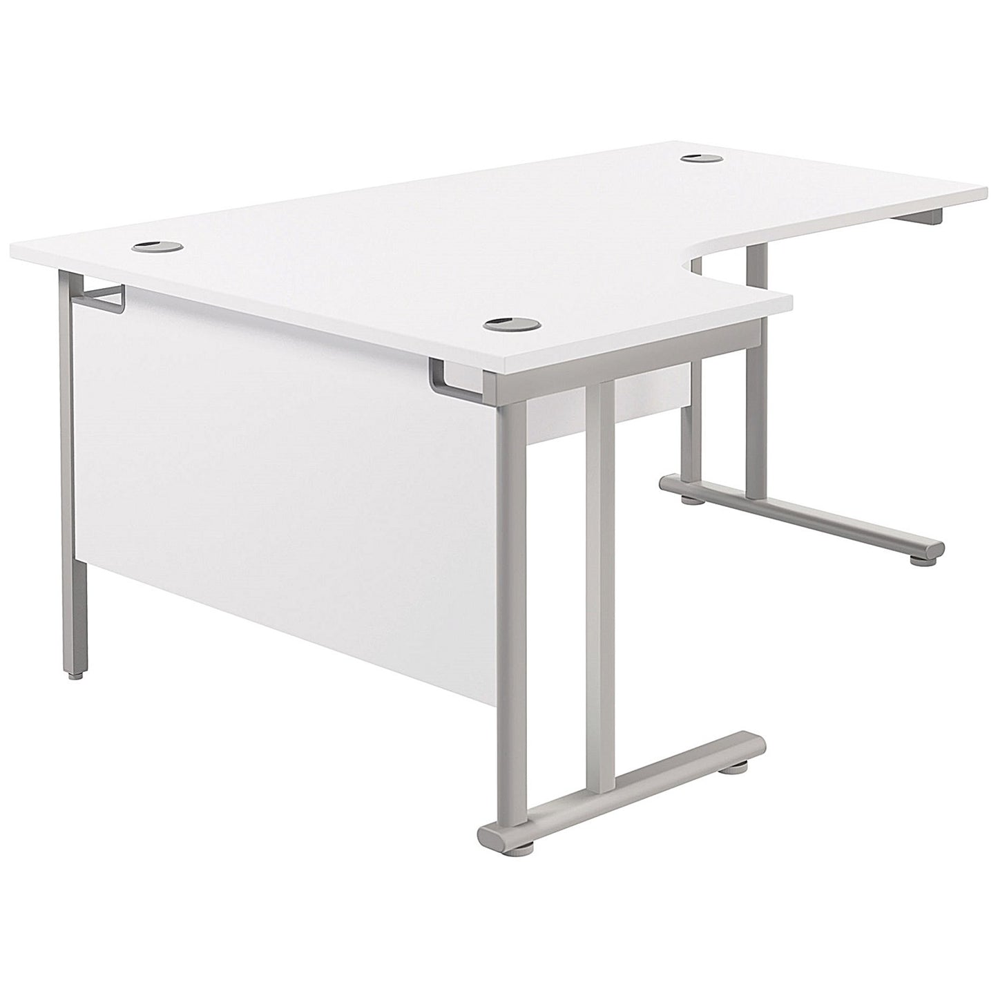Jemini 1800mm Corner Desk, Left Hand, Silver Double Cantilever Legs, White