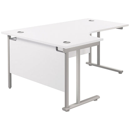 Jemini 1800mm Corner Desk, Left Hand, Silver Double Cantilever Legs, White