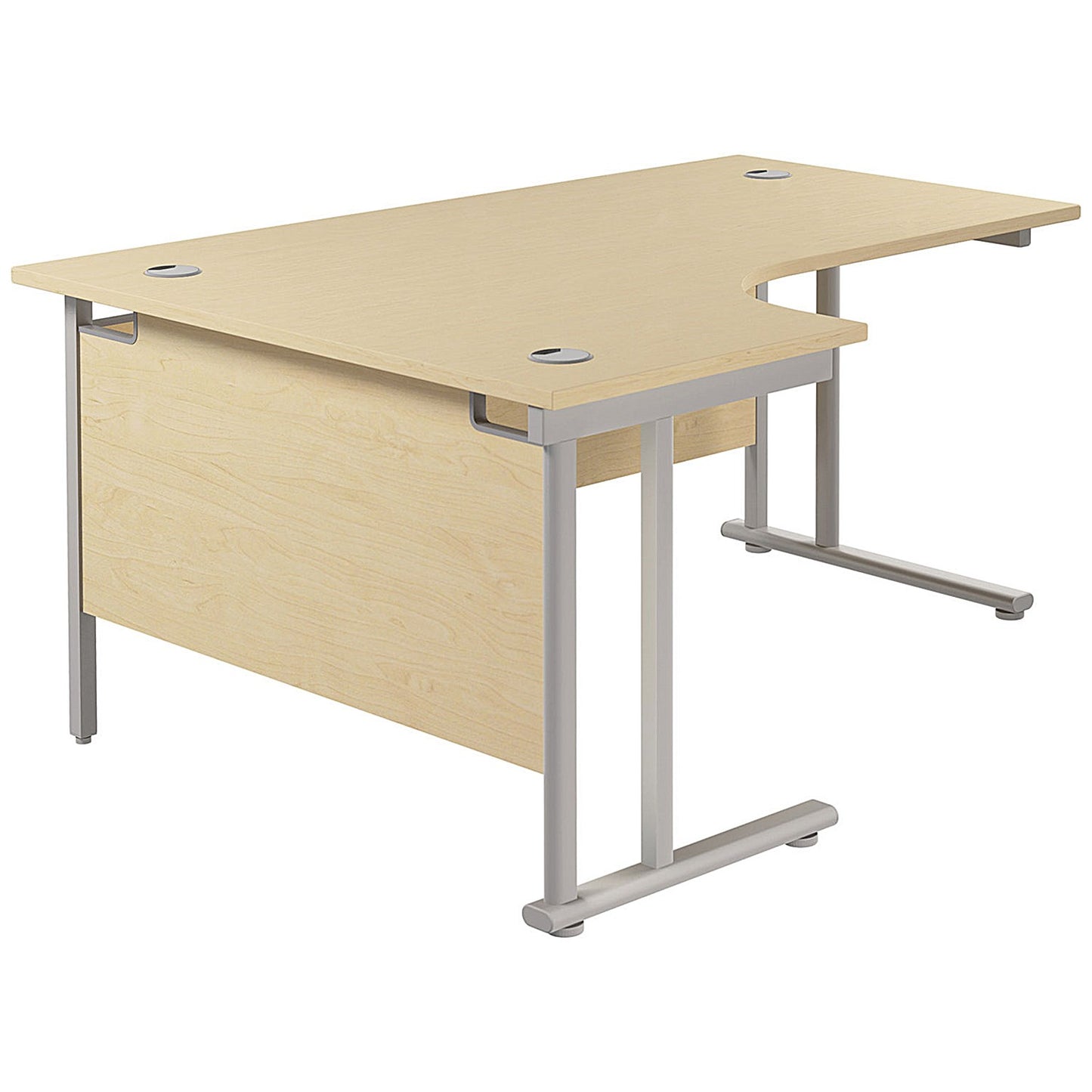 Jemini 1800mm Corner Desk, Left Hand, Silver Double Cantilever Legs, Maple