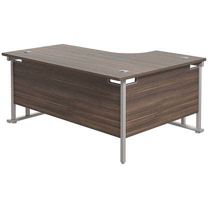 Jemini 1800mm Corner Desk, Left Hand, Silver Double Cantilever Legs, Walnut