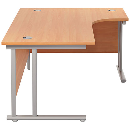 Jemini 1800mm Corner Desk, Right Hand, Silver Double Cantilever Legs, Beech