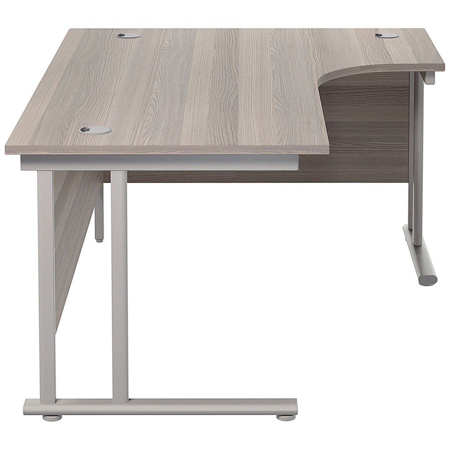 Jemini 1800mm Corner Desk, Right Hand, Silver Double Cantilever Legs, Grey Oak