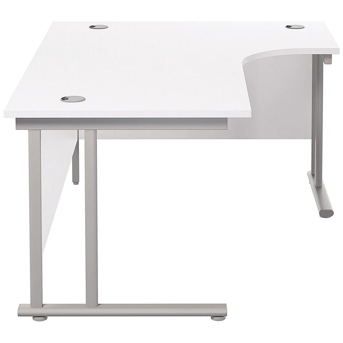 Jemini 1800mm Corner Desk, Right Hand, Silver Double Cantilever Legs, White