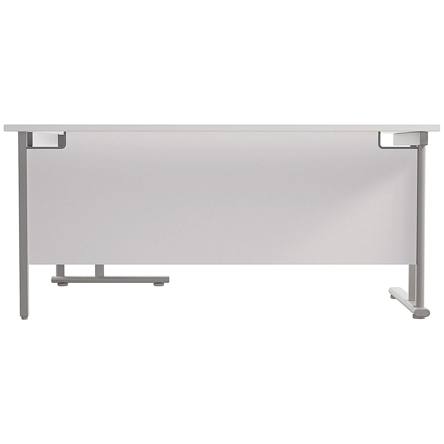 Jemini 1800mm Corner Desk, Right Hand, Silver Double Cantilever Legs, White