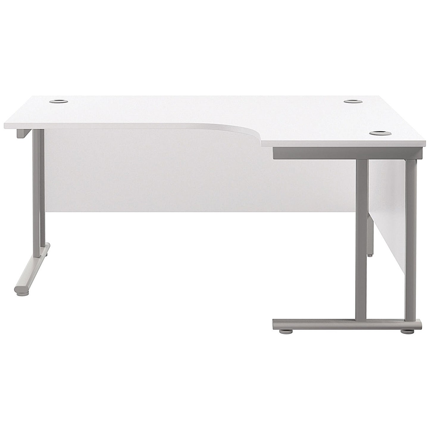 Jemini 1800mm Corner Desk, Right Hand, Silver Double Cantilever Legs, White