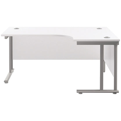 Jemini 1800mm Corner Desk, Right Hand, Silver Double Cantilever Legs, White