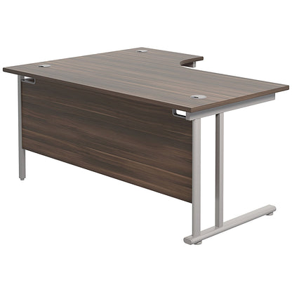 Jemini 1800mm Corner Desk, Right Hand, Silver Double Cantilever Legs, Walnut