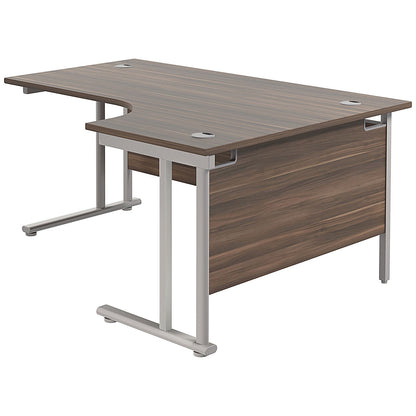 Jemini 1800mm Corner Desk, Right Hand, Silver Double Cantilever Legs, Walnut