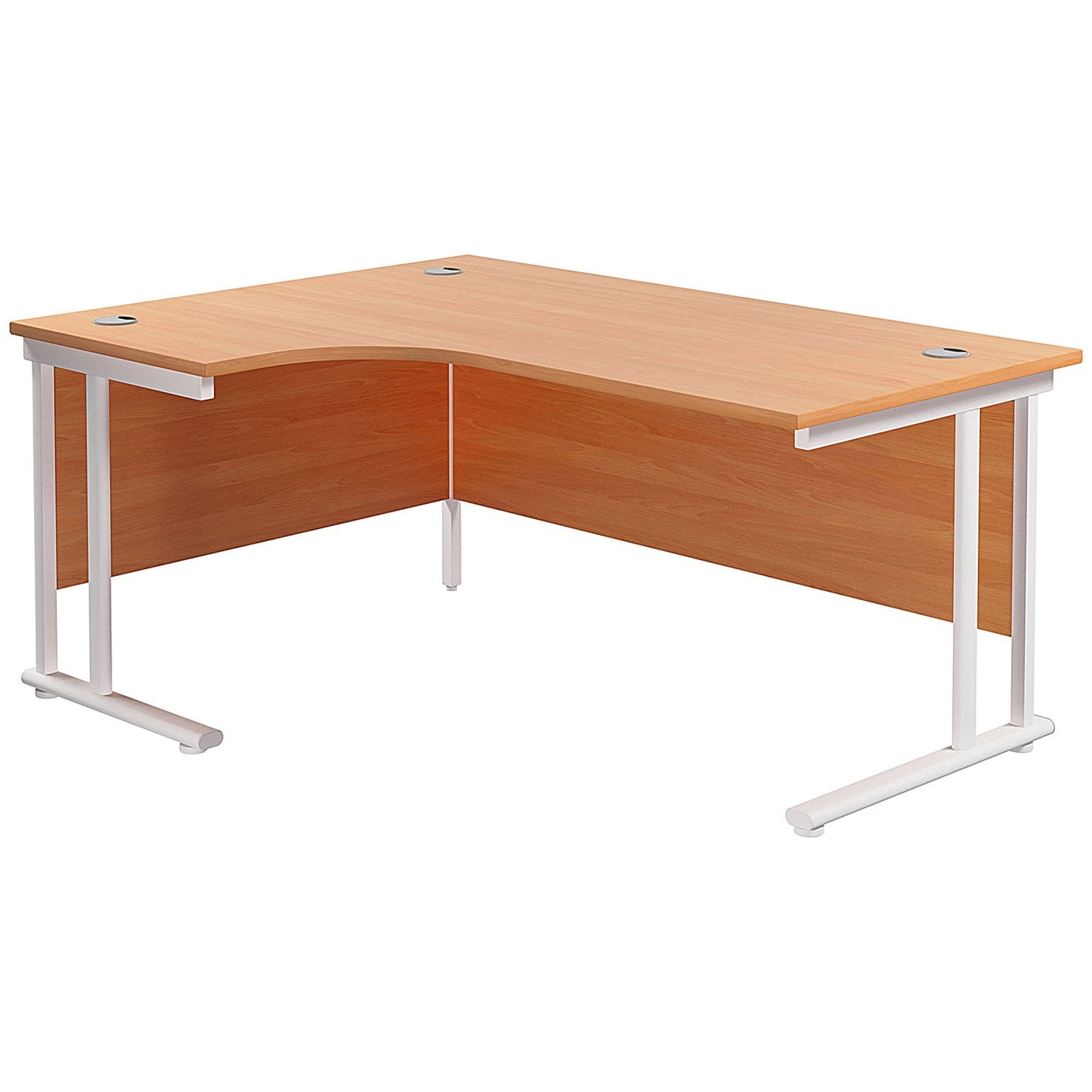 Jemini 1800mm Corner Desk, Left Hand, White Double Cantilever Legs, Beech
