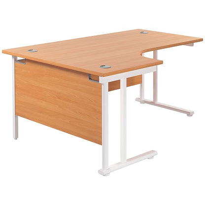 Jemini 1800mm Corner Desk, Left Hand, White Double Cantilever Legs, Beech