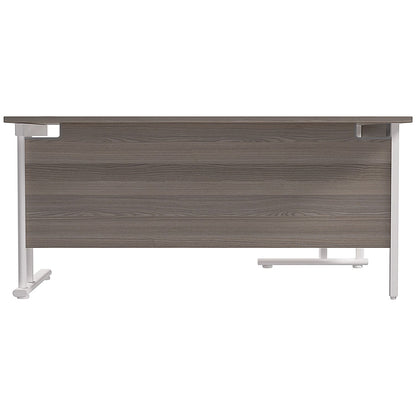 Jemini 1800mm Corner Desk, Left Hand, White Double Cantilever Legs, Grey Oak