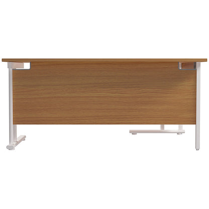 Jemini 1800mm Corner Desk, Left Hand, White Double Cantilever Legs, Oak