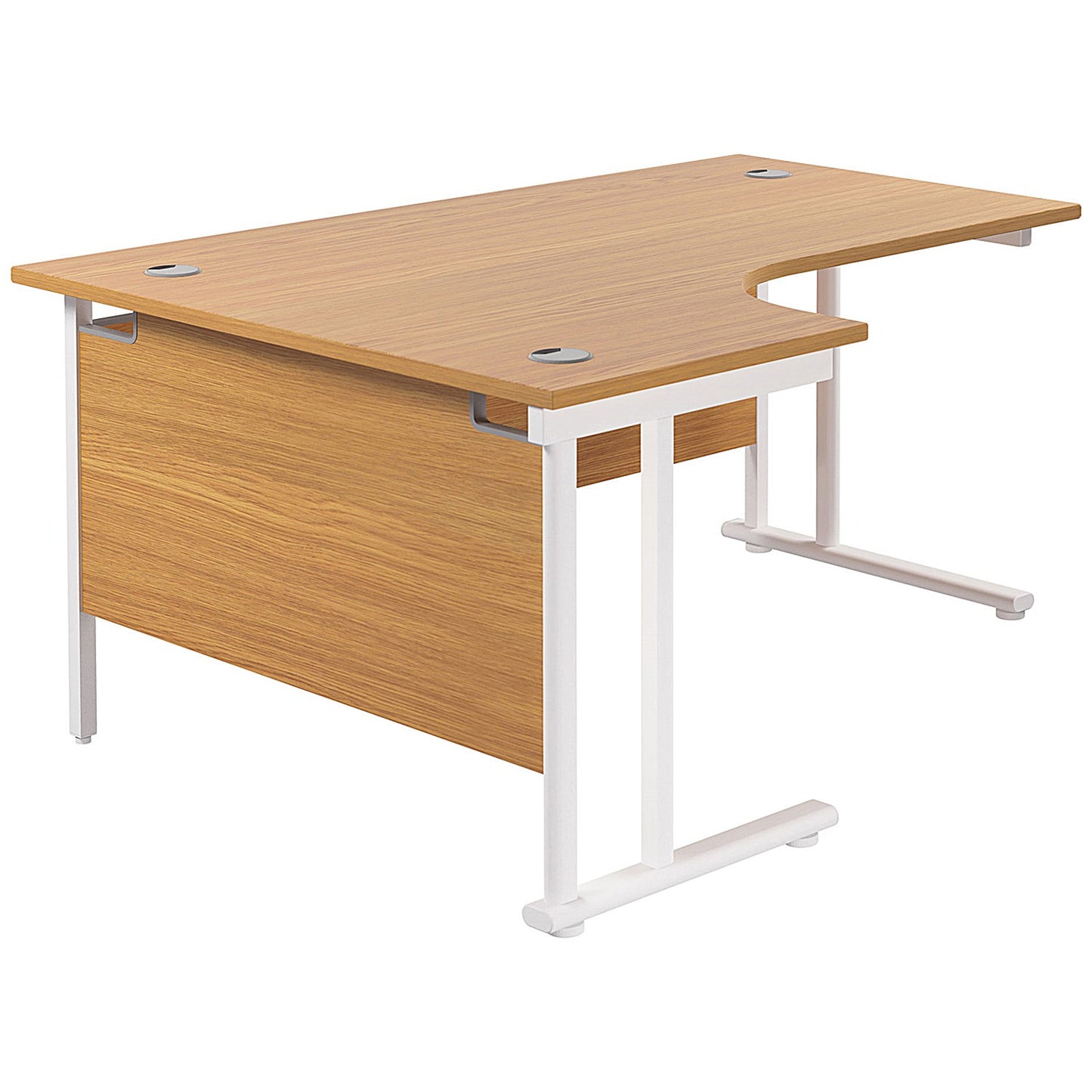 Jemini 1800mm Corner Desk, Left Hand, White Double Cantilever Legs, Oak